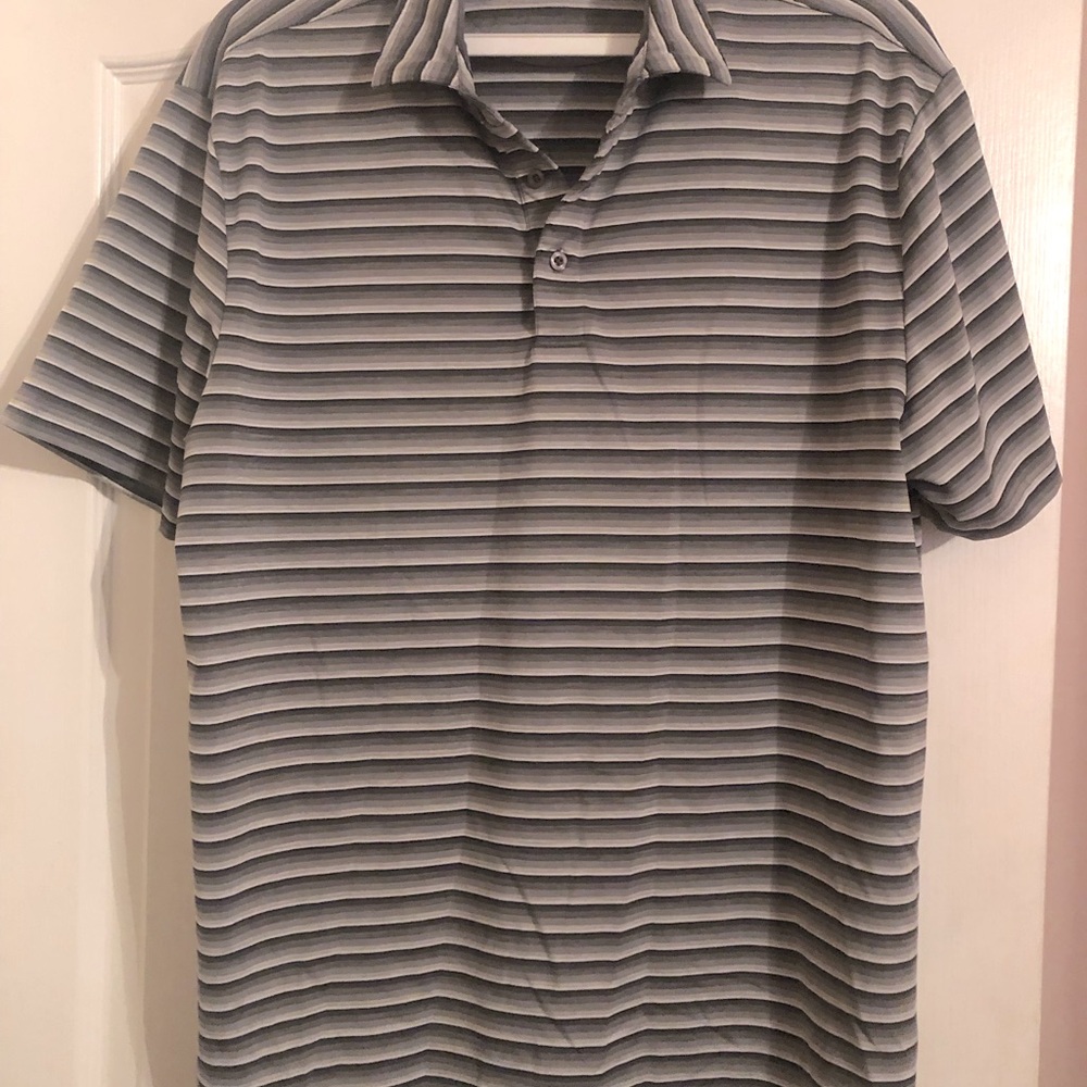 Arnold Palmer Men's Striped Gray/Black Polo Shirt XLarge